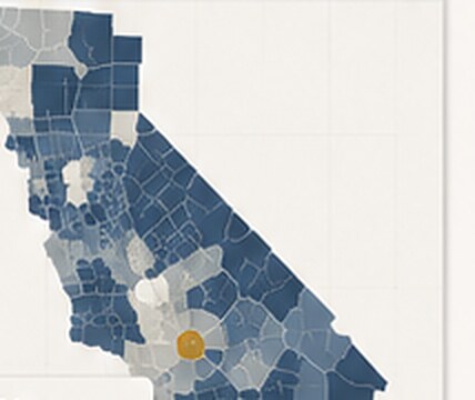 California precinct-level choropleth of modeled support, shaded by precinct with one target precinct highlighted in amber.